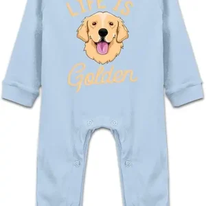 Golden Retriever Infant Cotton Bodysuit Romper (3M, White)