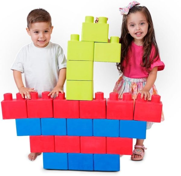 Product Name: MAX 24-Piece Large Foam Building Blocks Pieces Included: 24 large, colorful foam blocks in various shapes and sizes Material: Premium, non-toxic EVA foam for safe, durable play Safety Standard: BPA-free, phthalate-free, odorless; ASTM and CPSIA certified Educational Value: Enhances motor skills, spatial reasoning, creativity, and teamwork Recommended Age: Suitable for children 3 years and older Lightweight & Portable: Soft, easy-to-handle blocks; ideal for both indoor and outdoor play Easy to Clean: Wipeable, water-resistant foam makes it simple to keep blocks hygienic MAX 24-Piece Large Foam Building Blocks – Creative, Educational, Safe Toy for Children