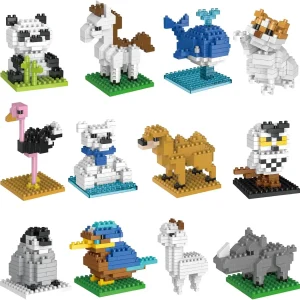 FUN LITTLE TOYS Mini Animal Building Block Sets - 12 Boxes for Goodie Bags, Party Favors, Prizes, Birthday Gifts, Christmas Stocking Stuffers